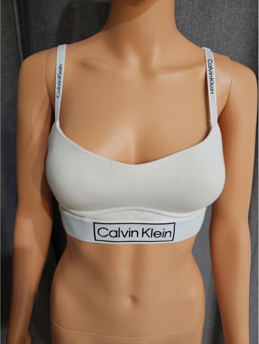 Calvin Klein White Logo Bralette with Adjustable Straps Size S
